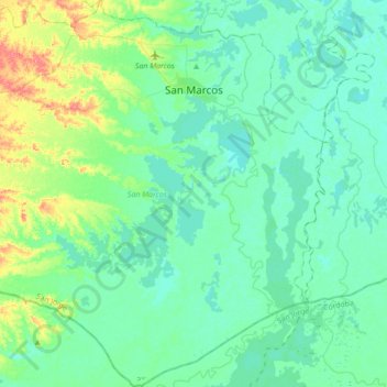 Mappa topografica San Marcos, altitudine, rilievo