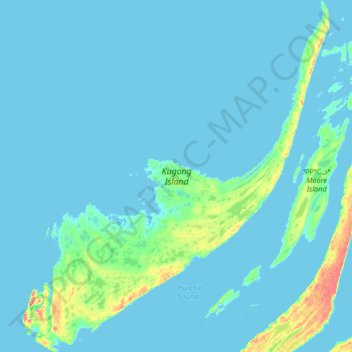 Mappa topografica Kugong Island, altitudine, rilievo