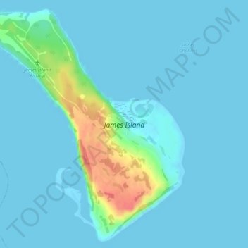 Mappa topografica James Island, altitudine, rilievo