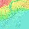 Mappa topografica Toronto—Danforth, altitudine, rilievo