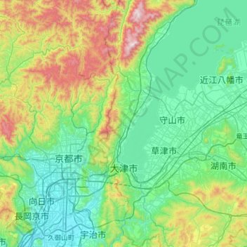 Mappa topografica Otsu, altitudine, rilievo