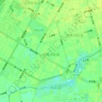 Mappa topografica 马路湾街道, altitudine, rilievo