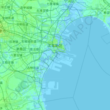 Mappa topografica 滨海新区, altitudine, rilievo