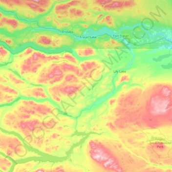 Mappa topografica Area D (Endako/Fort Fraser), altitudine, rilievo