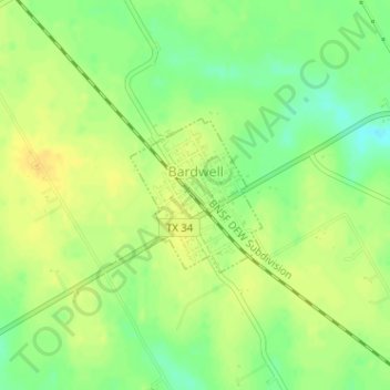 Mappa topografica Bardwell, altitudine, rilievo