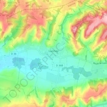 Mappa topografica Luzinay, altitudine, rilievo