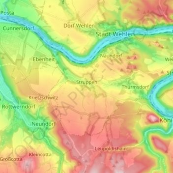 Mappa topografica Struppen, altitudine, rilievo