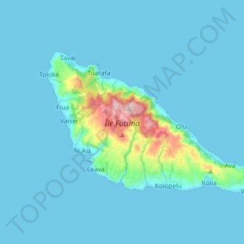 Mappa topografica Futuna, altitudine, rilievo