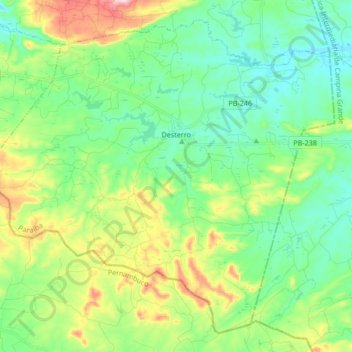 Mappa topografica Desterro, altitudine, rilievo