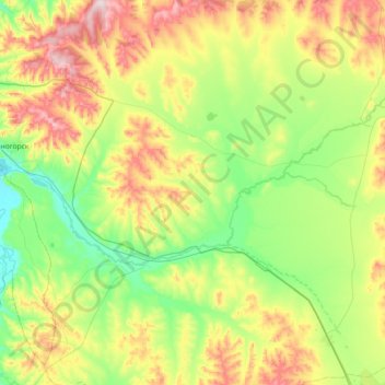 Mappa topografica Турга, altitudine, rilievo