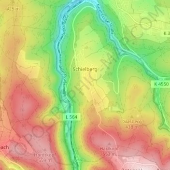 Mappa topografica Schielberg, altitudine, rilievo