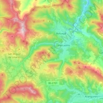 Mappa topografica Sopuerta, altitudine, rilievo