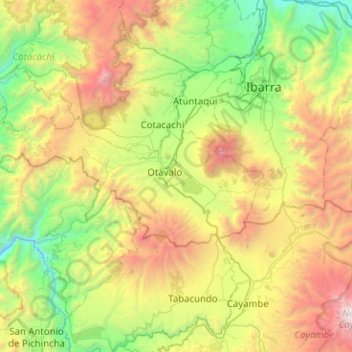 Mappa topografica Otavalo, altitudine, rilievo