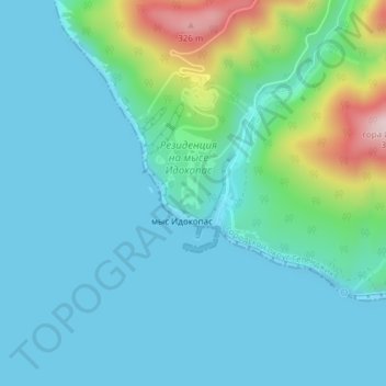 Mappa topografica Резиденция на мысе Идокопас, altitudine, rilievo