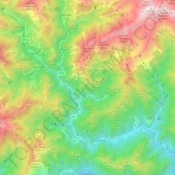 Mappa topografica Cravagliana, altitudine, rilievo