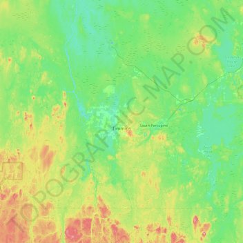 Mappa topografica Timmins, altitudine, rilievo