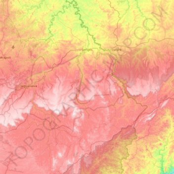 Mappa topografica Sengés, altitudine, rilievo