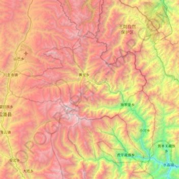 Mappa topografica 黄龙风景名胜区, altitudine, rilievo