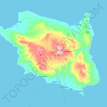 Mappa topografica Calayan Island, altitudine, rilievo
