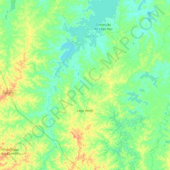 Mappa topografica Lago Verde, altitudine, rilievo
