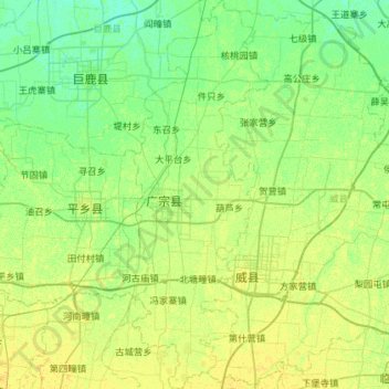 Mappa topografica 广宗县, altitudine, rilievo