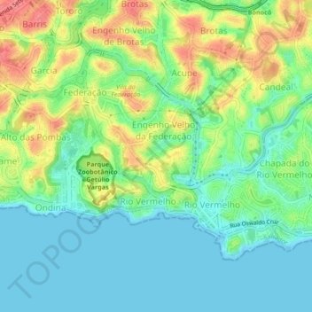 Mappa topografica Rio Vermelho, altitudine, rilievo