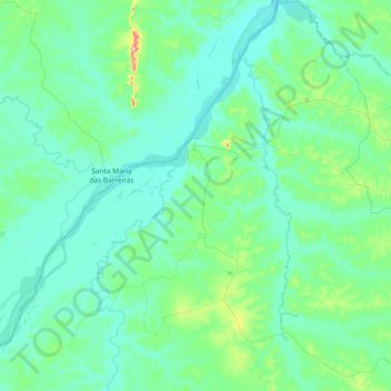 Mappa topografica Araguacema, altitudine, rilievo
