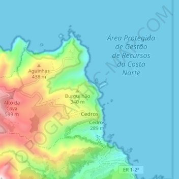 Mappa topografica Cedros, altitudine, rilievo