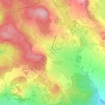 Mappa topografica Waldernbach, altitudine, rilievo
