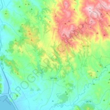 Mappa topografica Magliano in Toscana, altitudine, rilievo