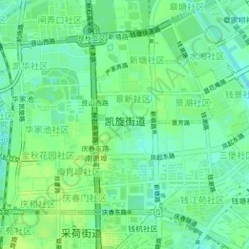 Mappa topografica 凯旋街道, altitudine, rilievo