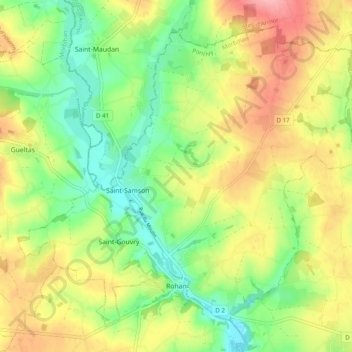 Mappa topografica Rohan, altitudine, rilievo