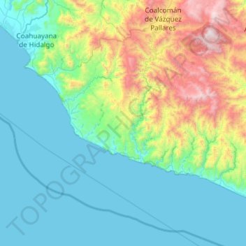 Mappa topografica Aquila, altitudine, rilievo