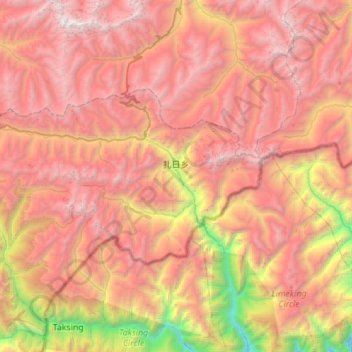 Mappa topografica 扎日乡, altitudine, rilievo