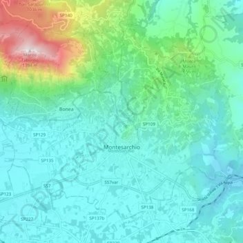 Mappa topografica Montesarchio, altitudine, rilievo
