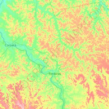Mappa topografica Timbiras, altitudine, rilievo