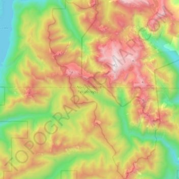 Mappa topografica Noisy-Diobsud Wilderness, altitudine, rilievo