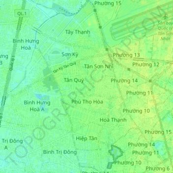 Mappa topografica Tan Phu District, altitudine, rilievo