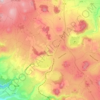 Mappa topografica Landos, altitudine, rilievo