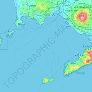 Mappa topografica Golfo di Napoli, altitudine, rilievo