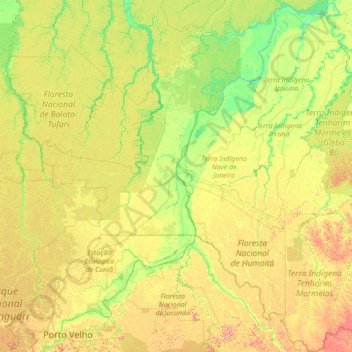 Mappa topografica Humaitá, altitudine, rilievo