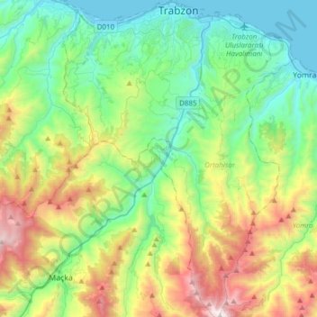 Mappa topografica Ortahisar, altitudine, rilievo