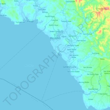 Mappa topografica Macalelon, altitudine, rilievo