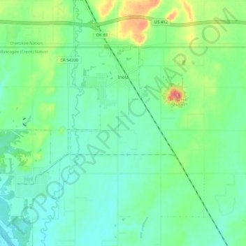 Mappa topografica Inola, altitudine, rilievo