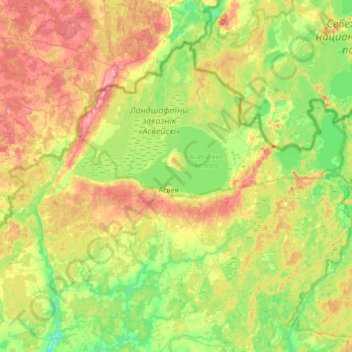 Mappa topografica Освейский сельский Совет, altitudine, rilievo