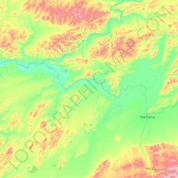 Mappa topografica Tanana River, altitudine, rilievo