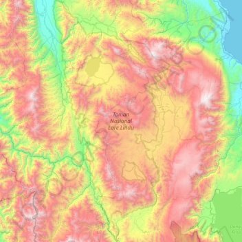 Mappa topografica Taman Nasional Lore Lindu, altitudine, rilievo