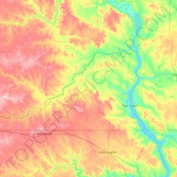 Mappa topografica Sioux County, altitudine, rilievo