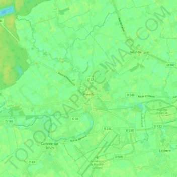 Mappa topografica Merville, altitudine, rilievo