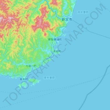 Mappa topografica Nachikatsuura, altitudine, rilievo